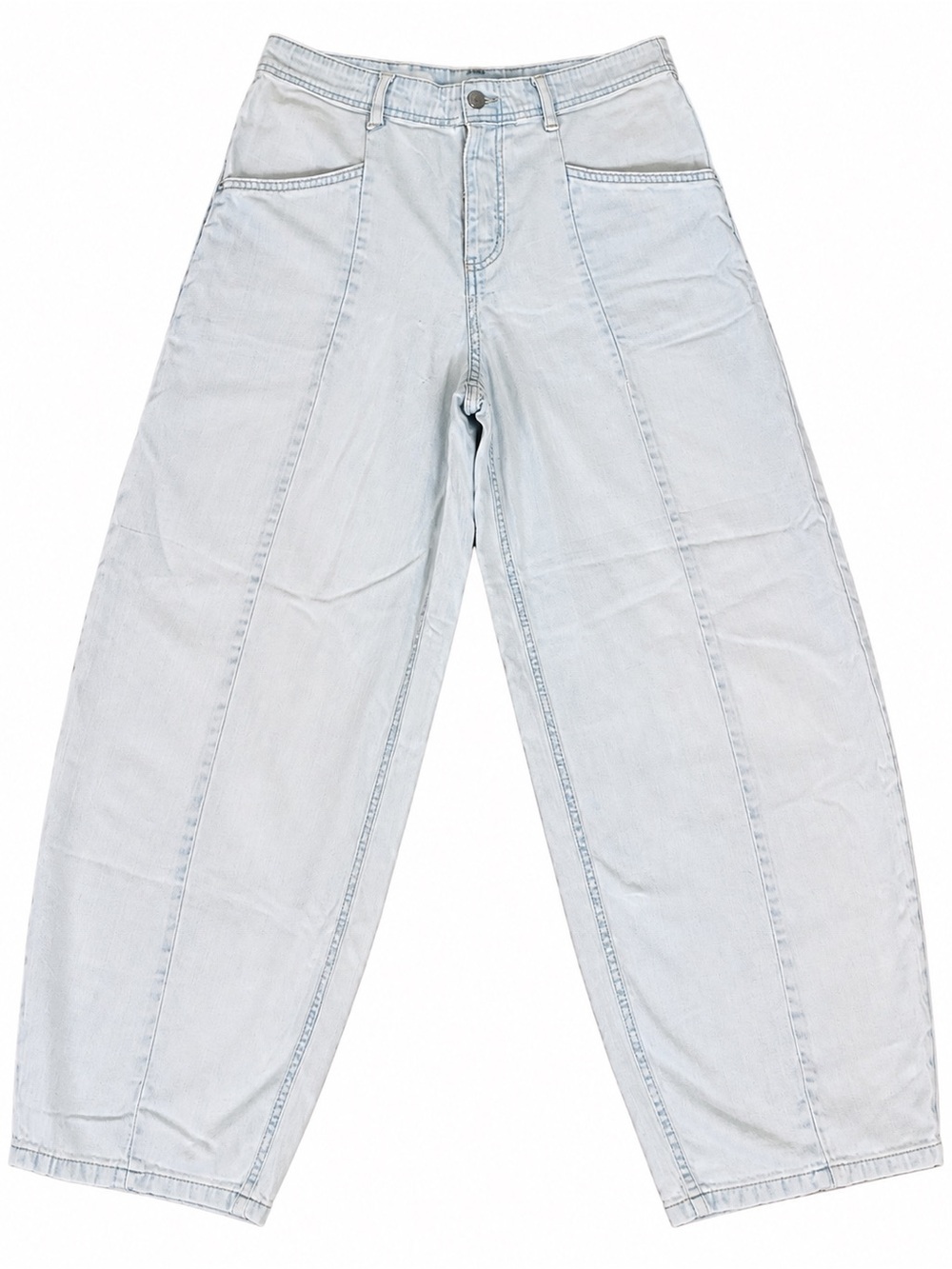 Free People Barrel Jeans Light Wash Button Fly Size 10 / 30